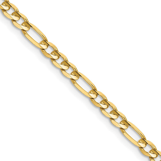 14K 18 inch 4mm Concave Open Figaro with Lobster Clasp Chain