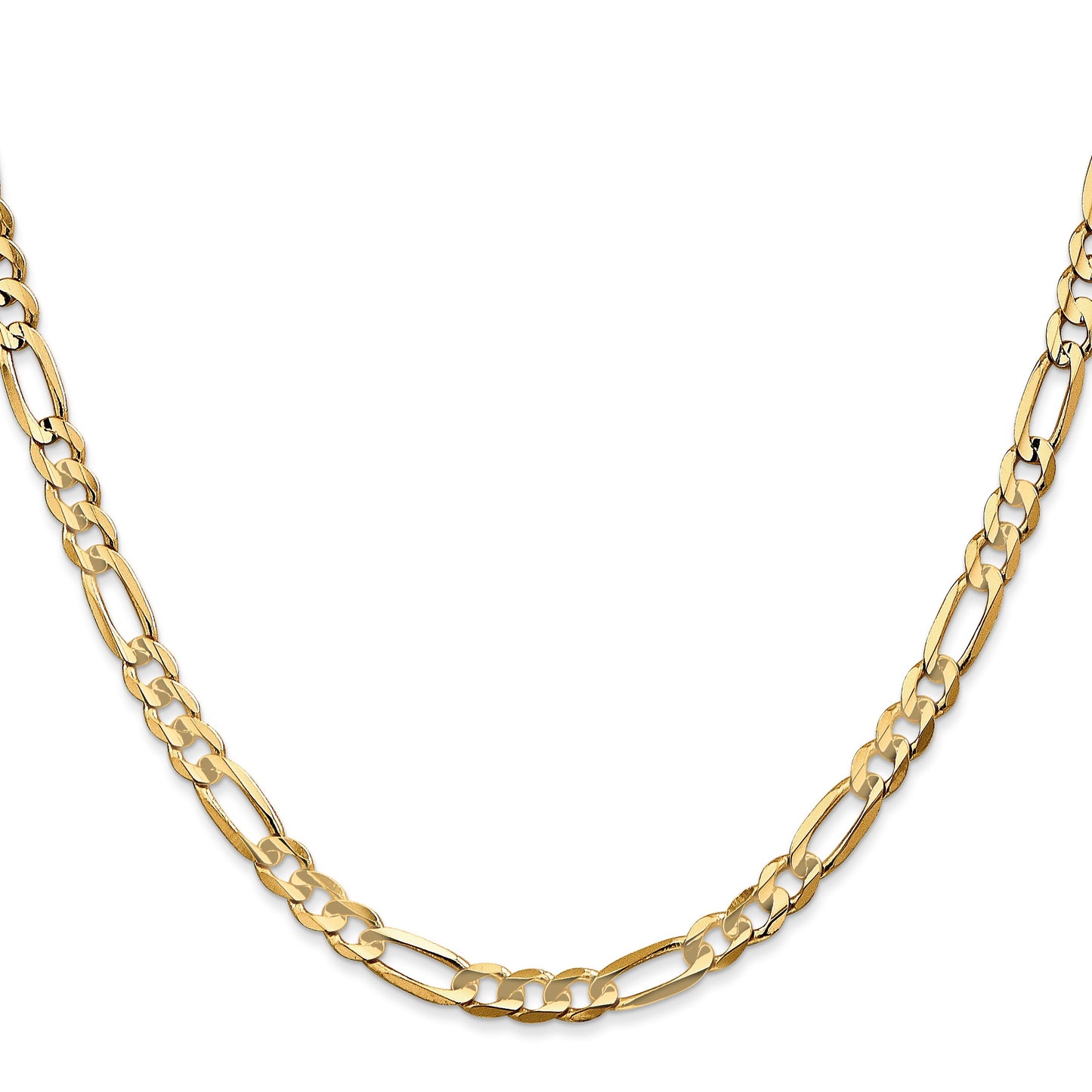 14K 28 inch 4.5mm Concave Open Figaro with Lobster Clasp Chain