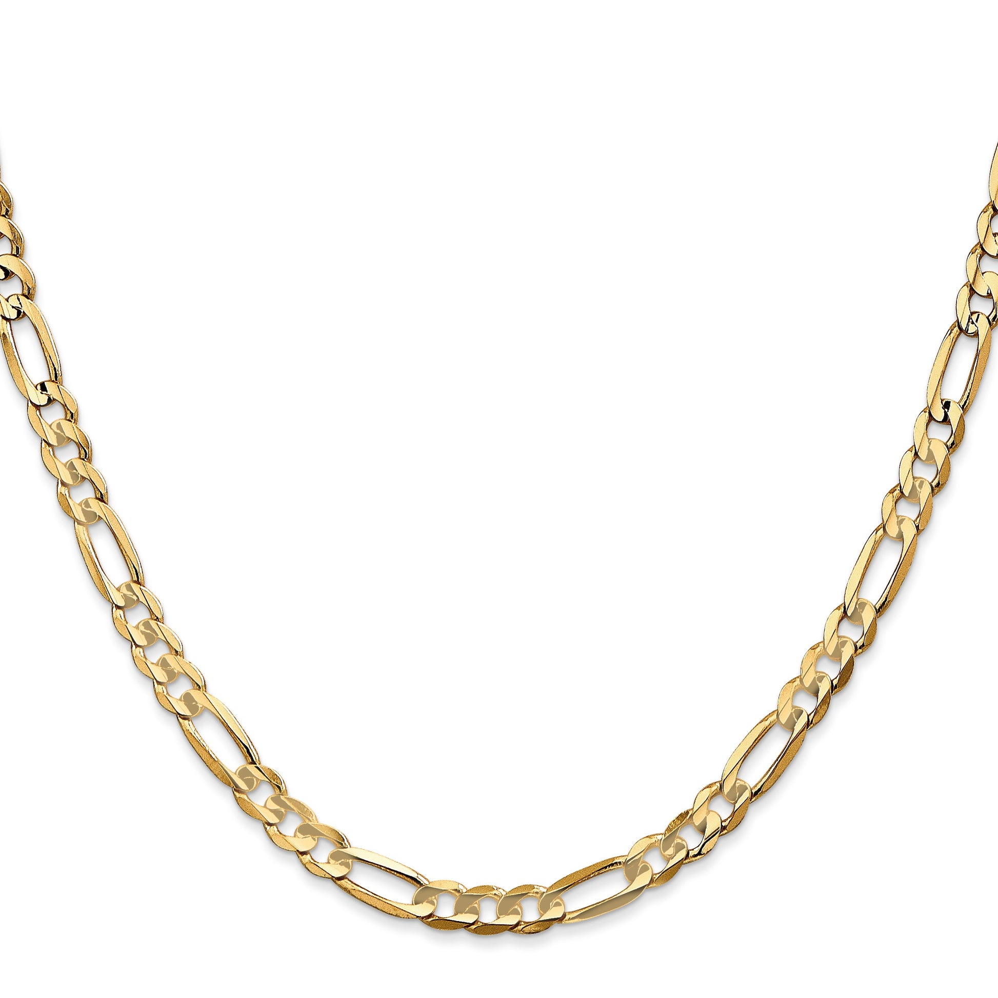 14K 28 inch 4.5mm Concave Open Figaro with Lobster Clasp Chain