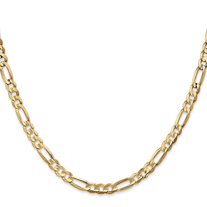 14K 28 inch 4.5mm Concave Open Figaro with Lobster Clasp Chain