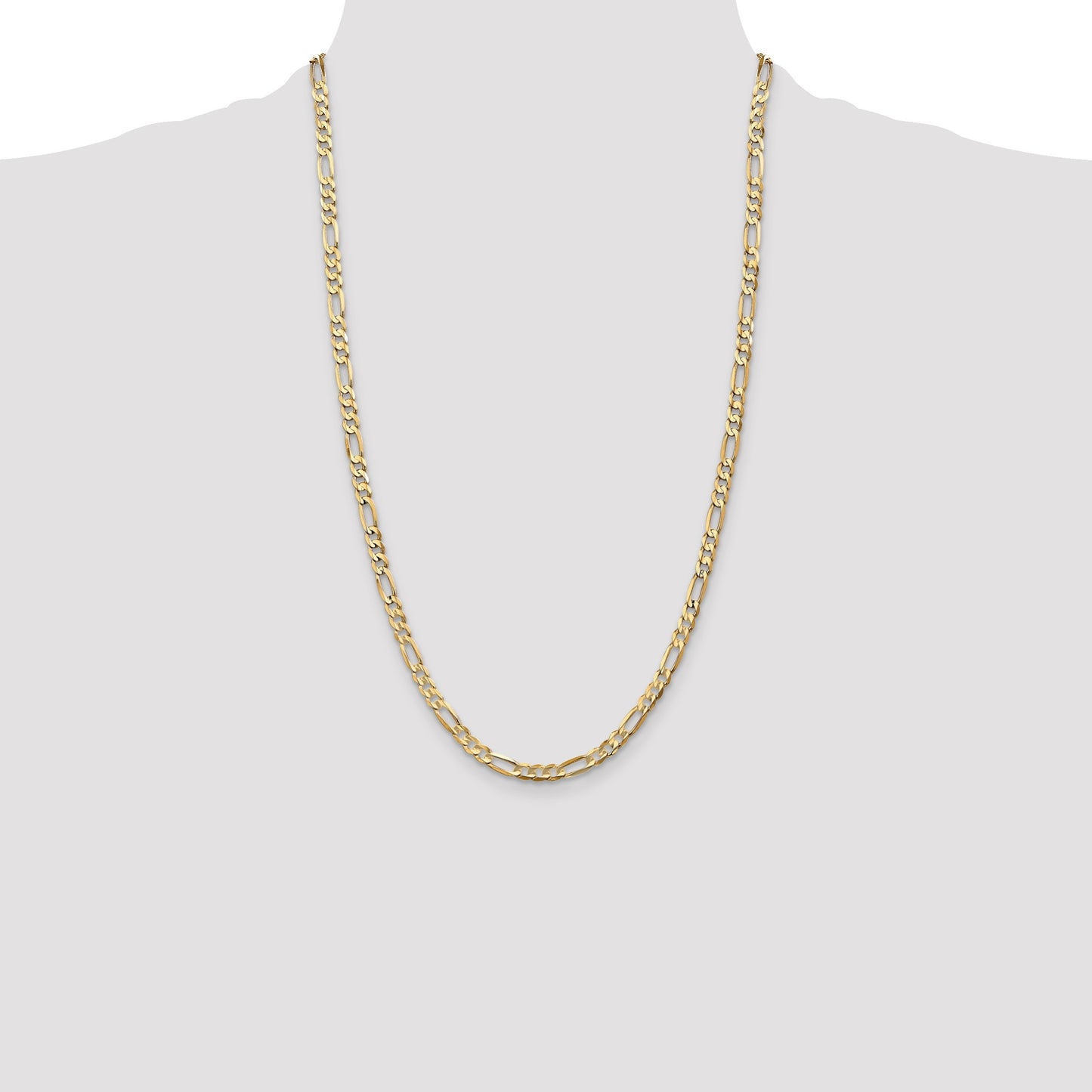 14K 26 inch 4.5mm Concave Open Figaro with Lobster Clasp Chain