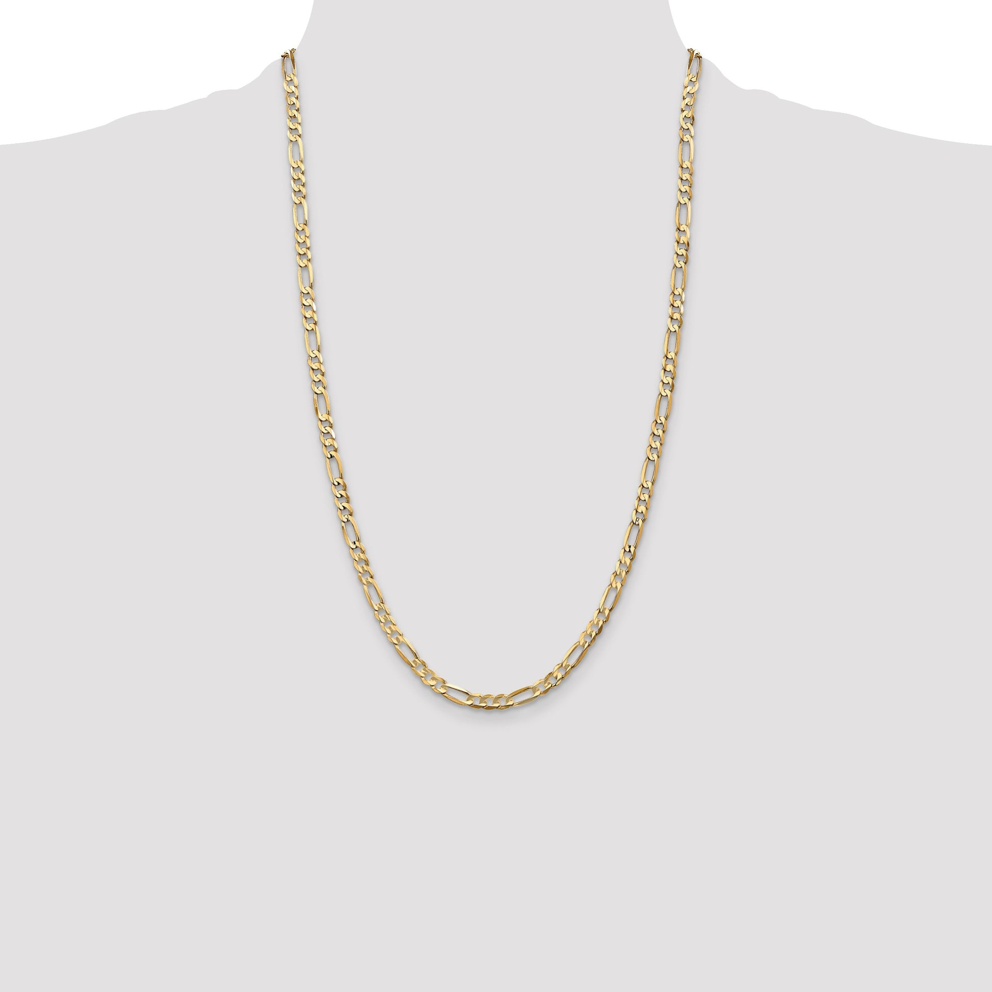 14K 26 inch 4.5mm Concave Open Figaro with Lobster Clasp Chain