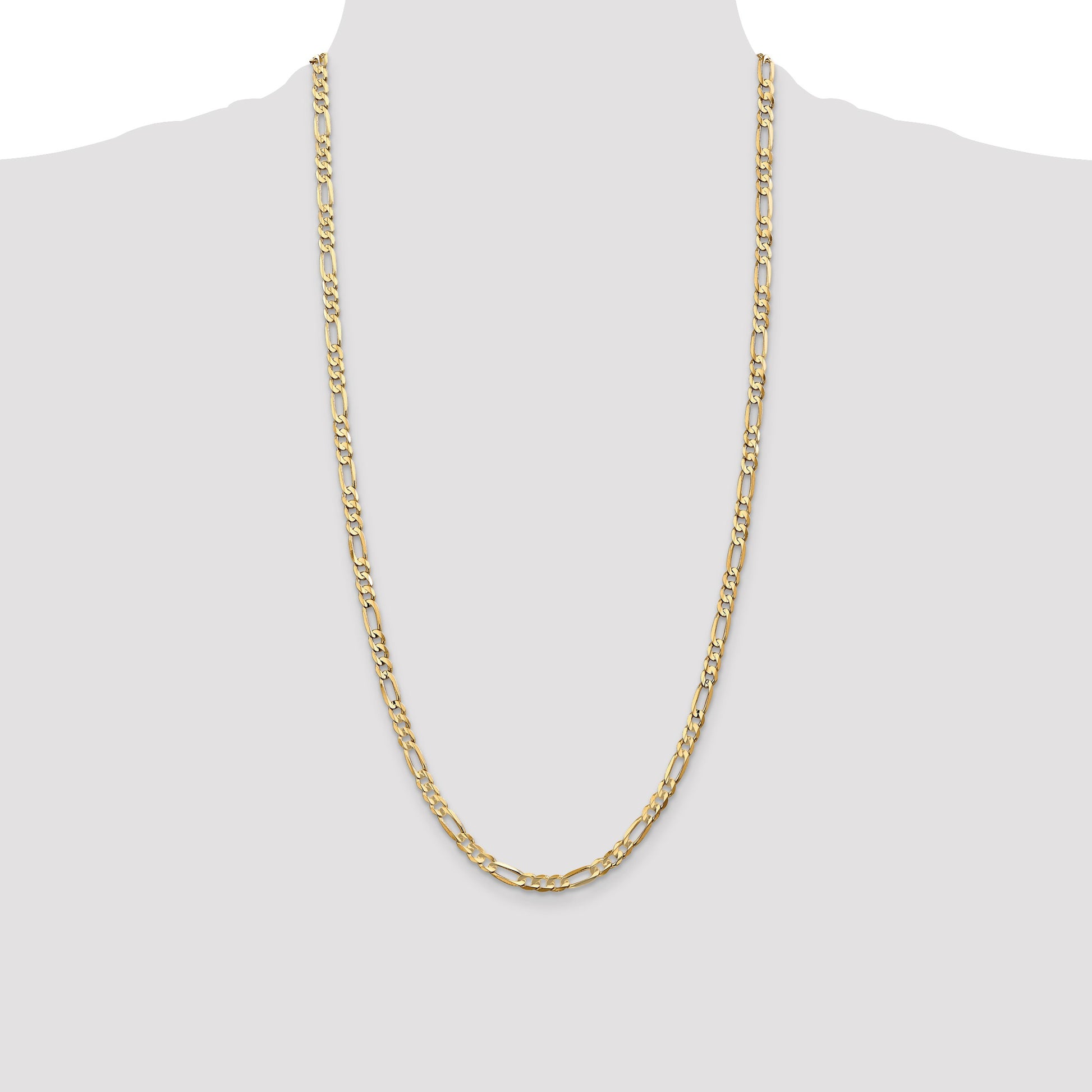 14K 28 inch 4.5mm Concave Open Figaro with Lobster Clasp Chain