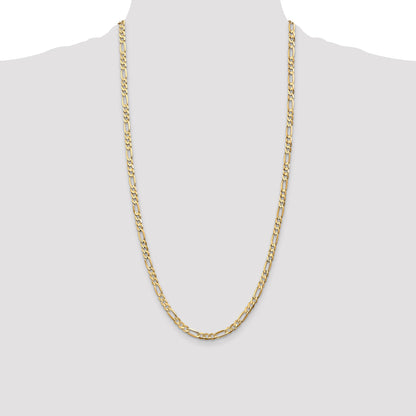 14K 28 inch 4.5mm Concave Open Figaro with Lobster Clasp Chain