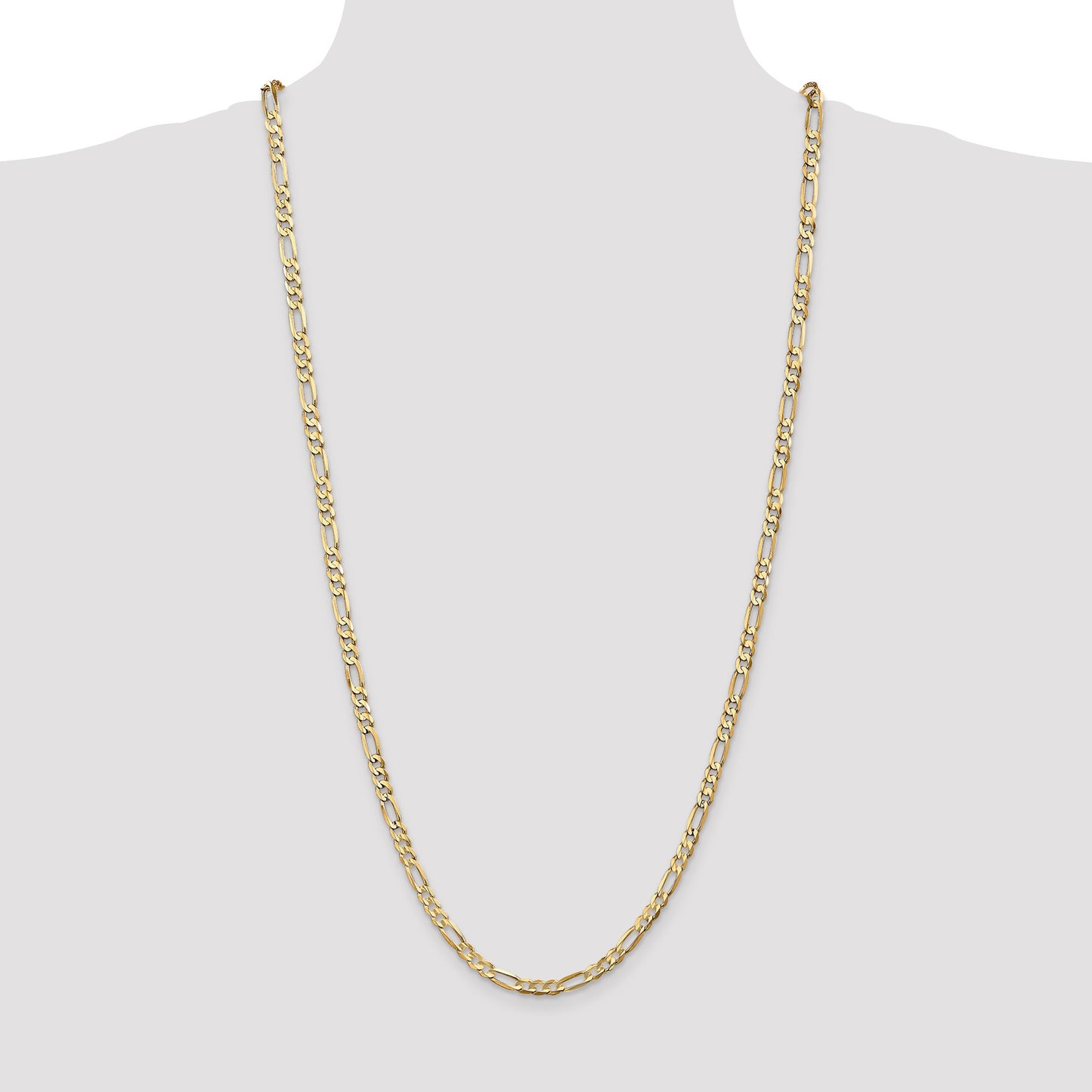 14K 30 inch 4.5mm Concave Open Figaro with Lobster Clasp Chain