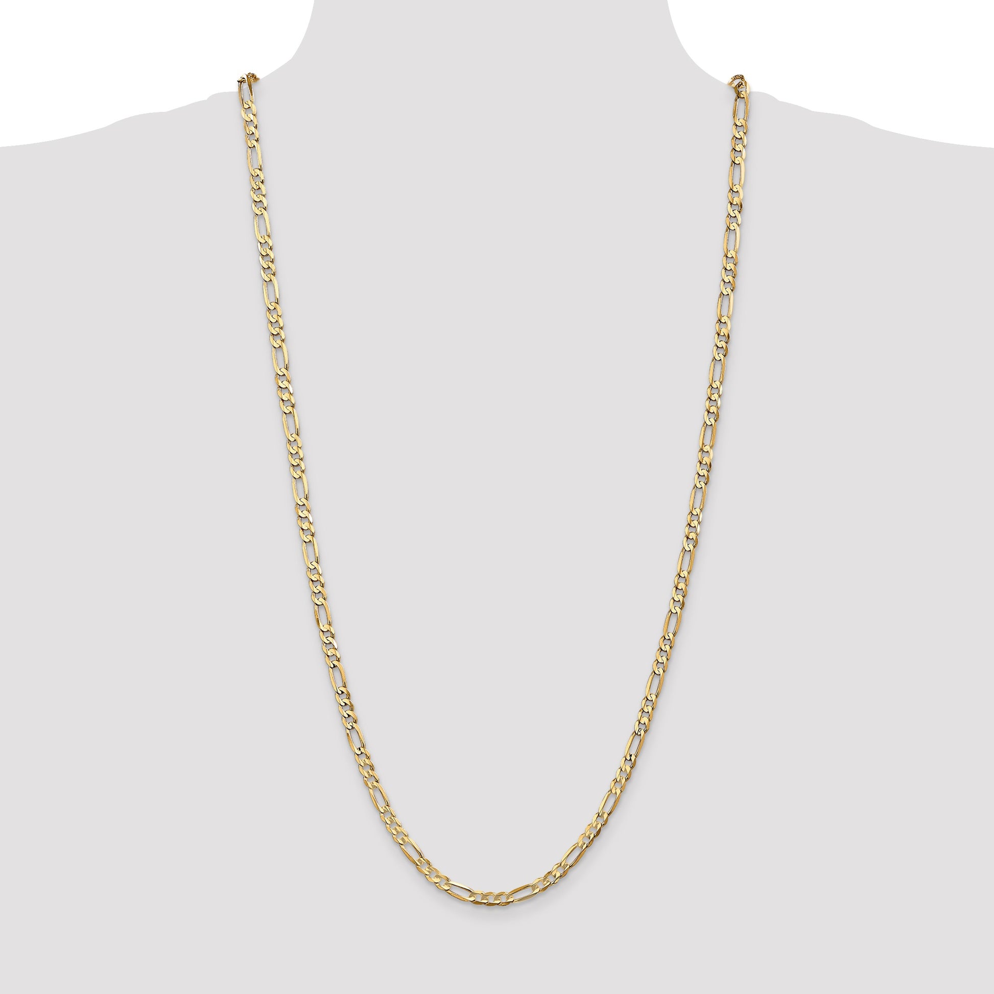 14K 30 inch 4.5mm Concave Open Figaro with Lobster Clasp Chain