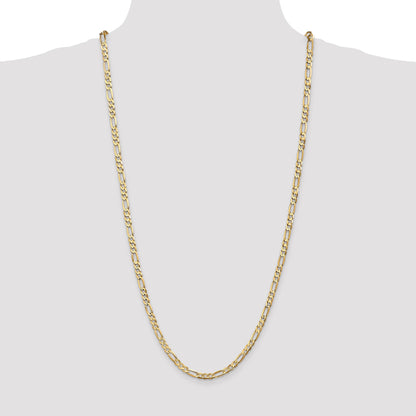 14K 30 inch 4.5mm Concave Open Figaro with Lobster Clasp Chain