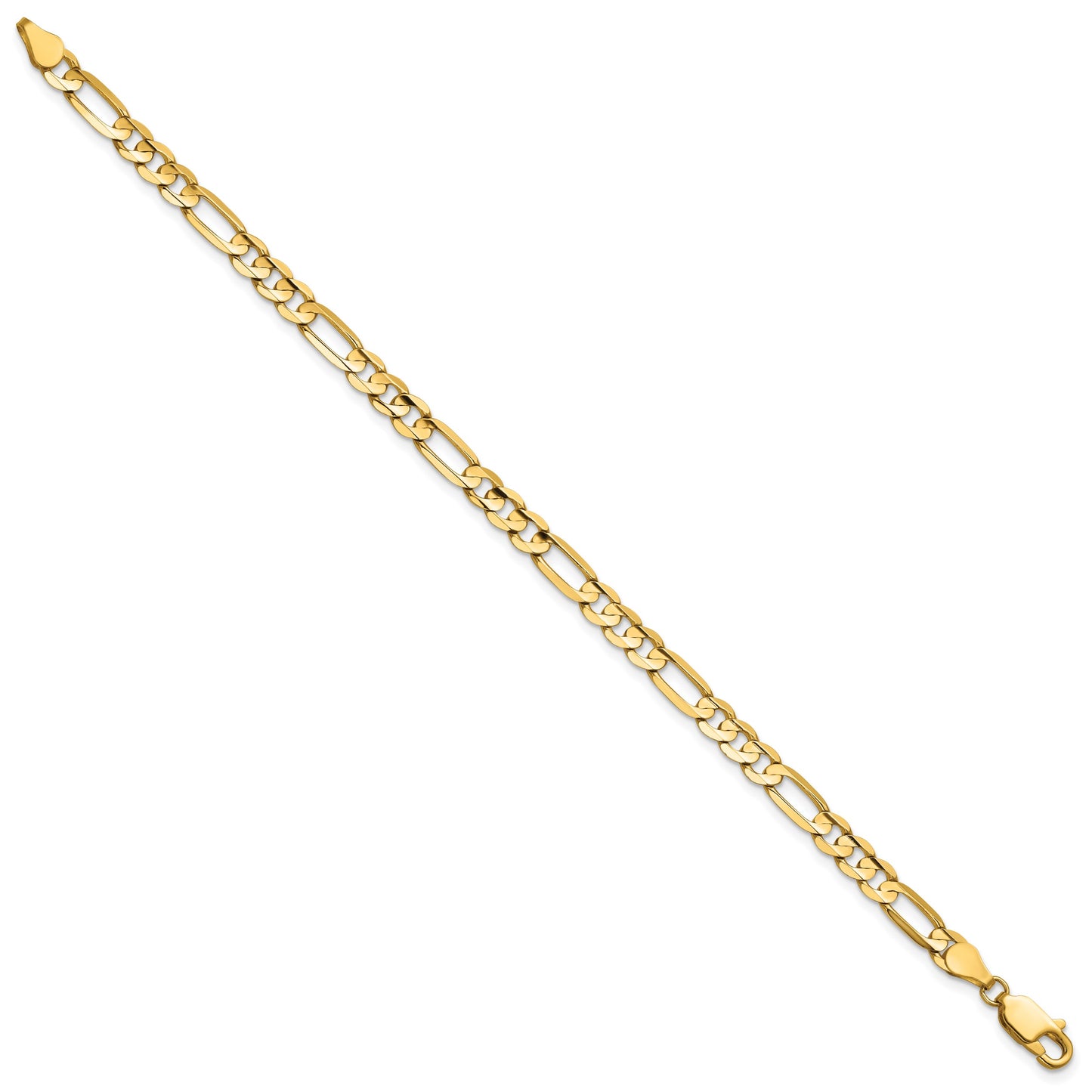 14K 7 inch 4.5mm Concave Open Figaro with Lobster Clasp Bracelet