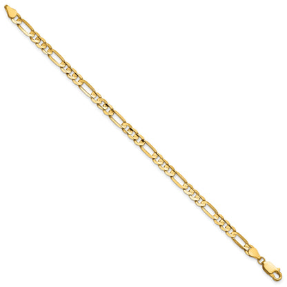 14K 7 inch 4.5mm Concave Open Figaro with Lobster Clasp Bracelet