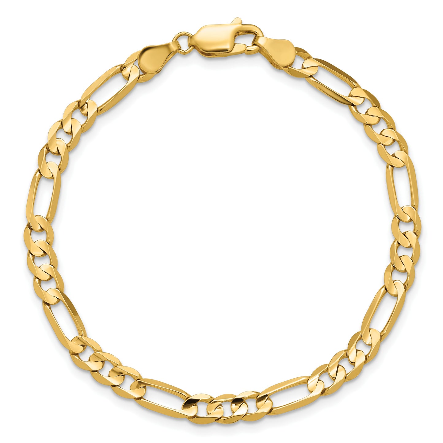 14K 8 inch 4.5mm Concave Open Figaro with Lobster Clasp Bracelet