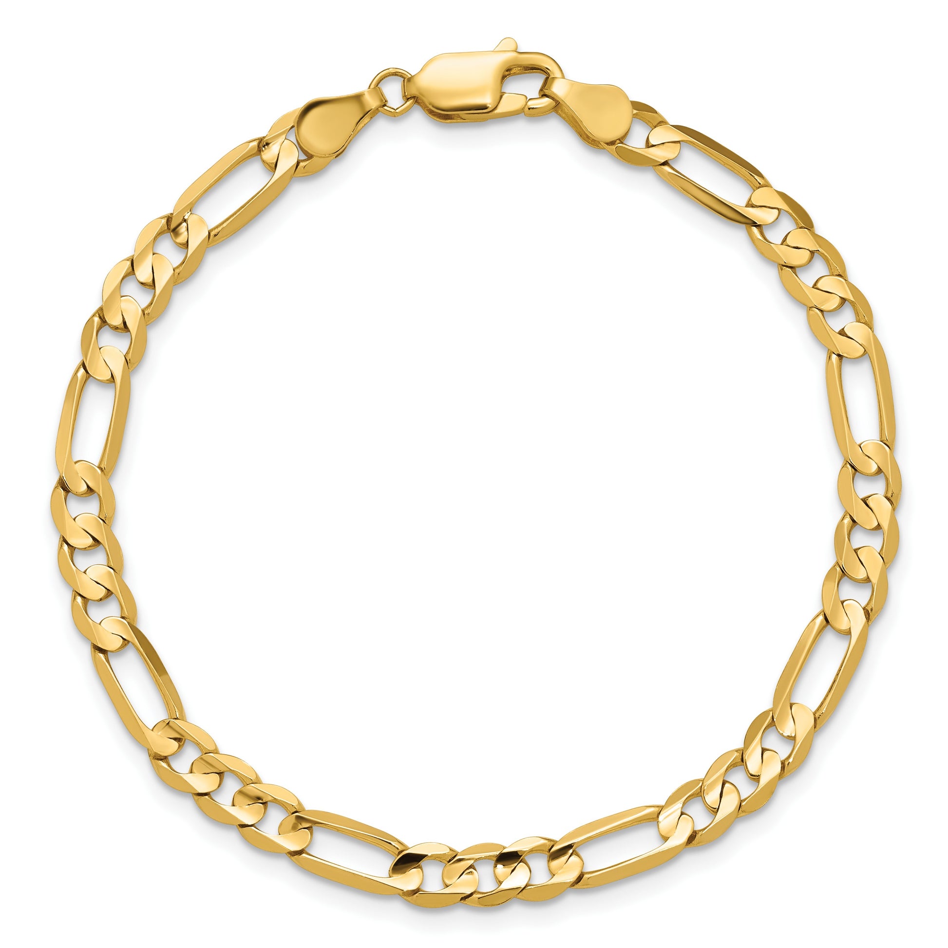 14K 8 inch 4.5mm Concave Open Figaro with Lobster Clasp Bracelet