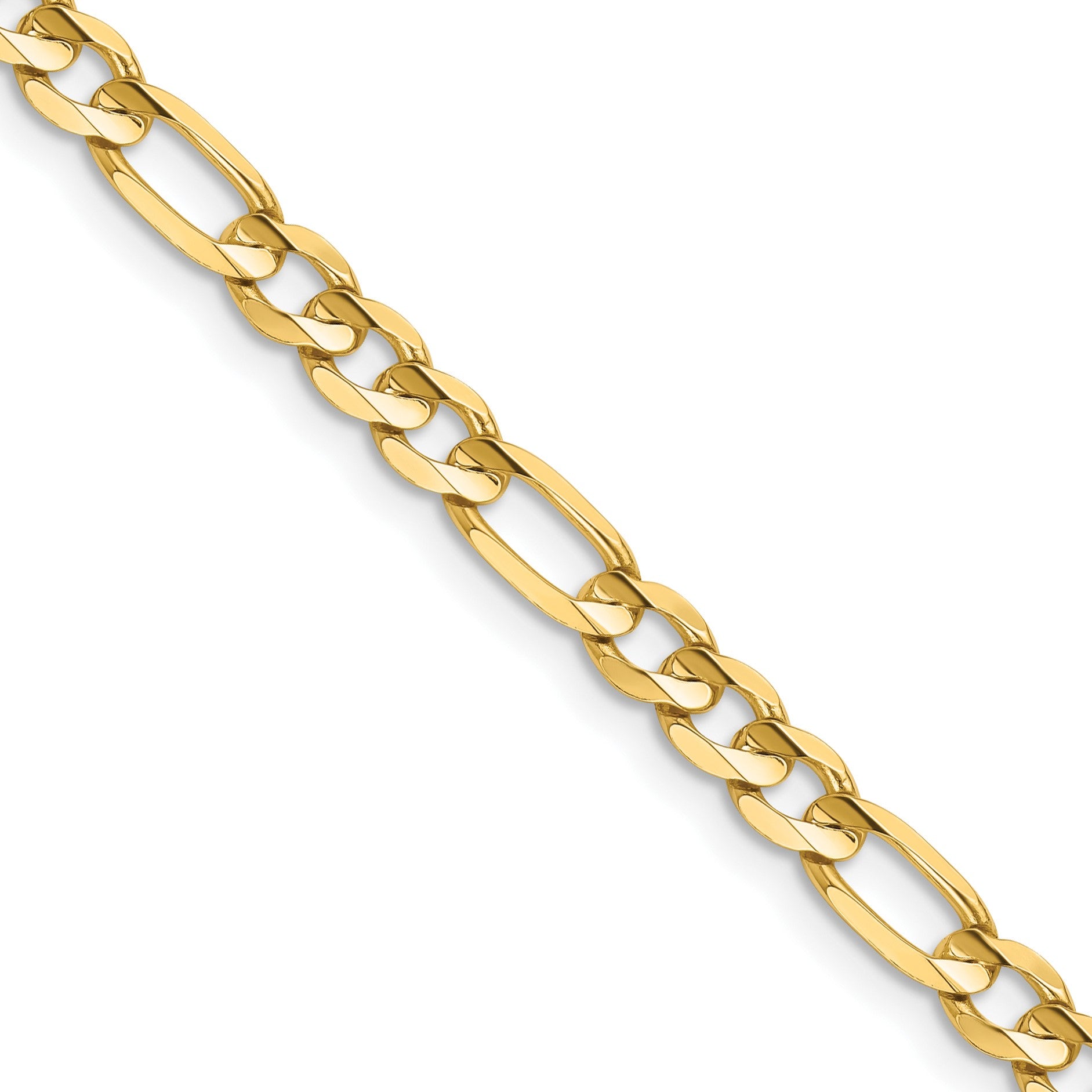14K 28 inch 4.5mm Concave Open Figaro with Lobster Clasp Chain