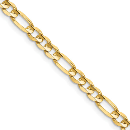 14K 24 inch 4.5mm Concave Open Figaro with Lobster Clasp Chain