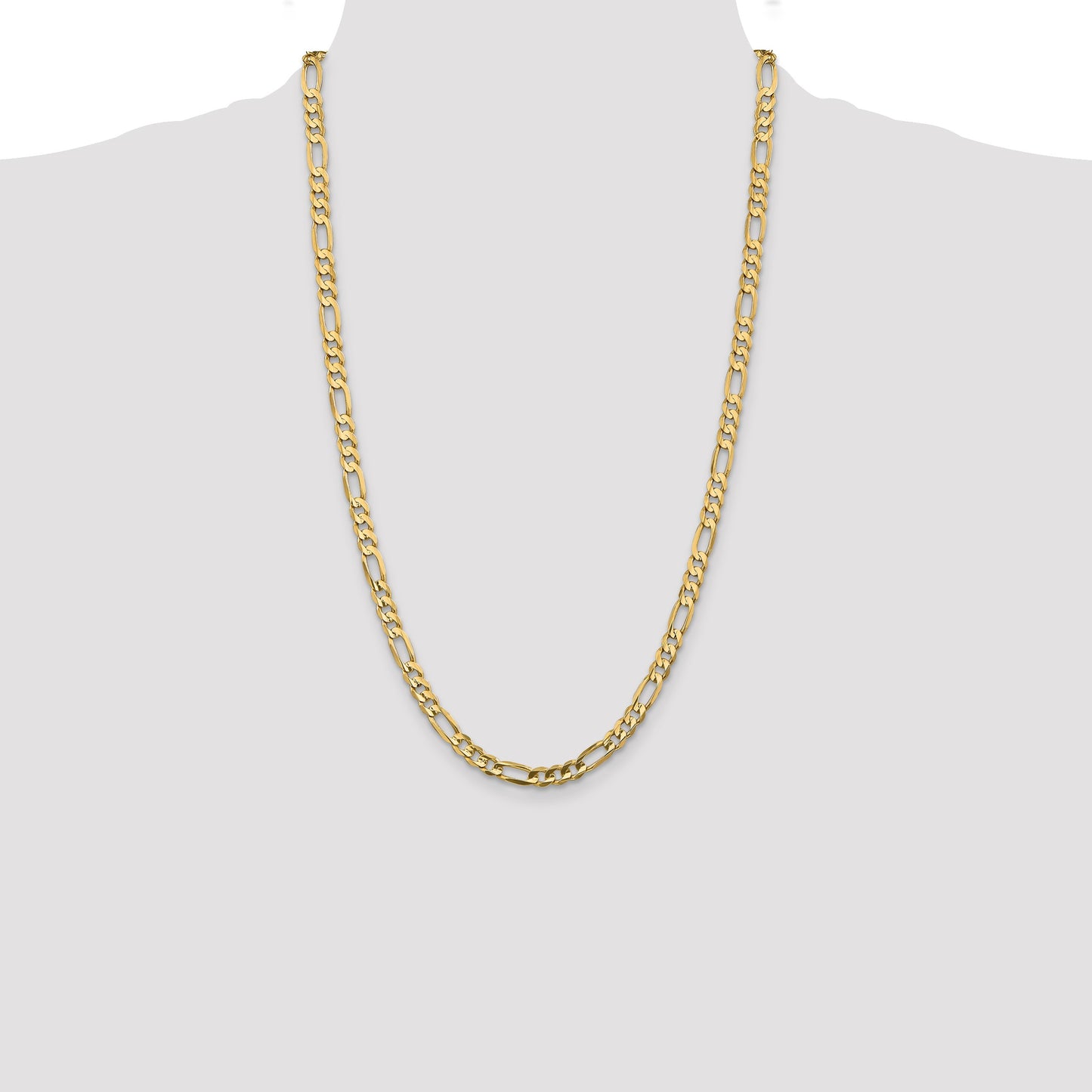 14K 26 inch 5.5mm Concave Open Figaro with Lobster Clasp Chain