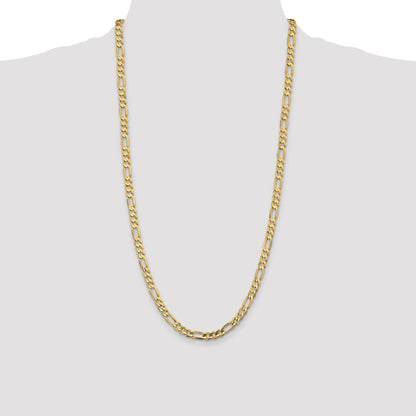 14K 28 inch 5.5mm Concave Open Figaro with Lobster Clasp Chain