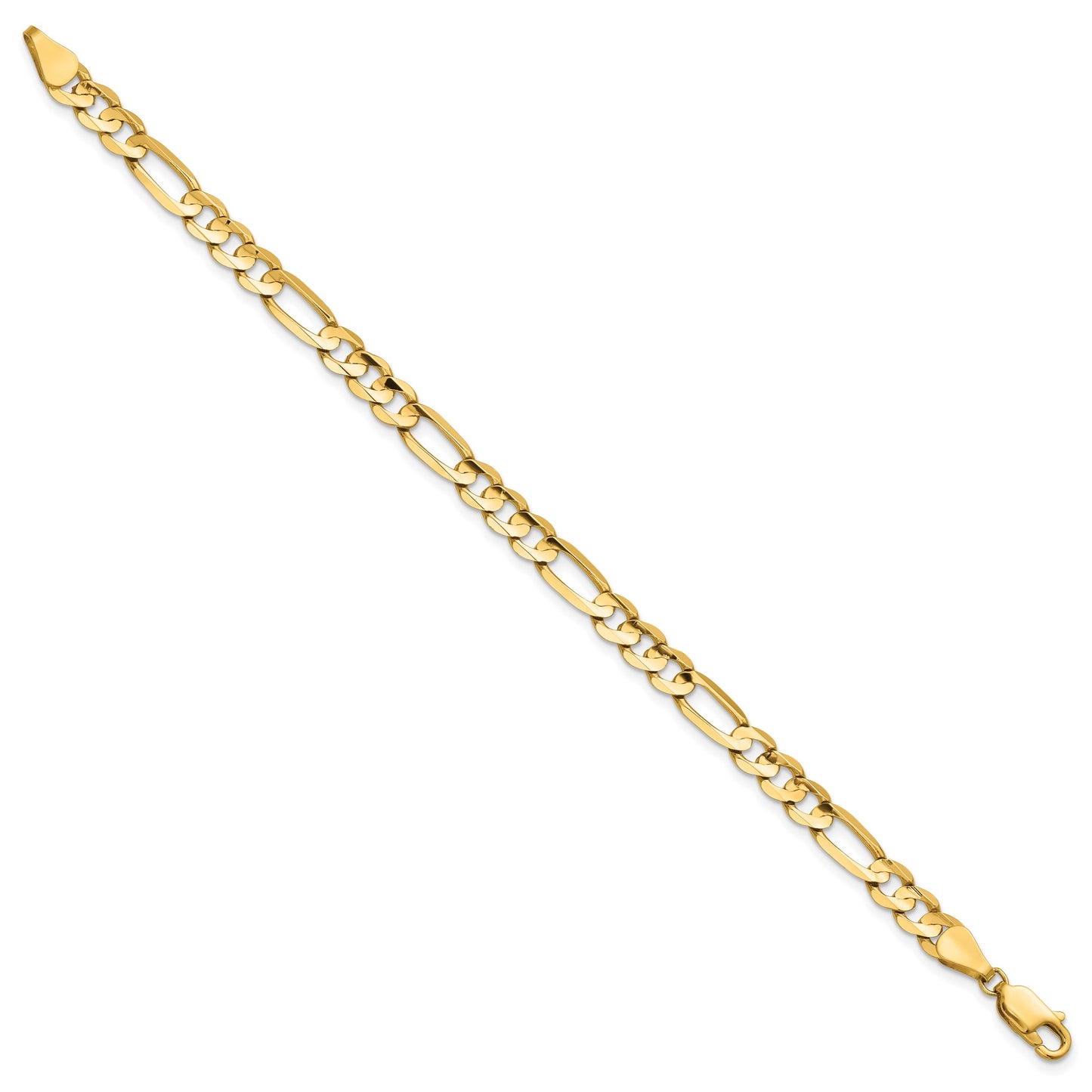 14K 7 inch 5.5mm Concave Open Figaro with Lobster Clasp Bracelet
