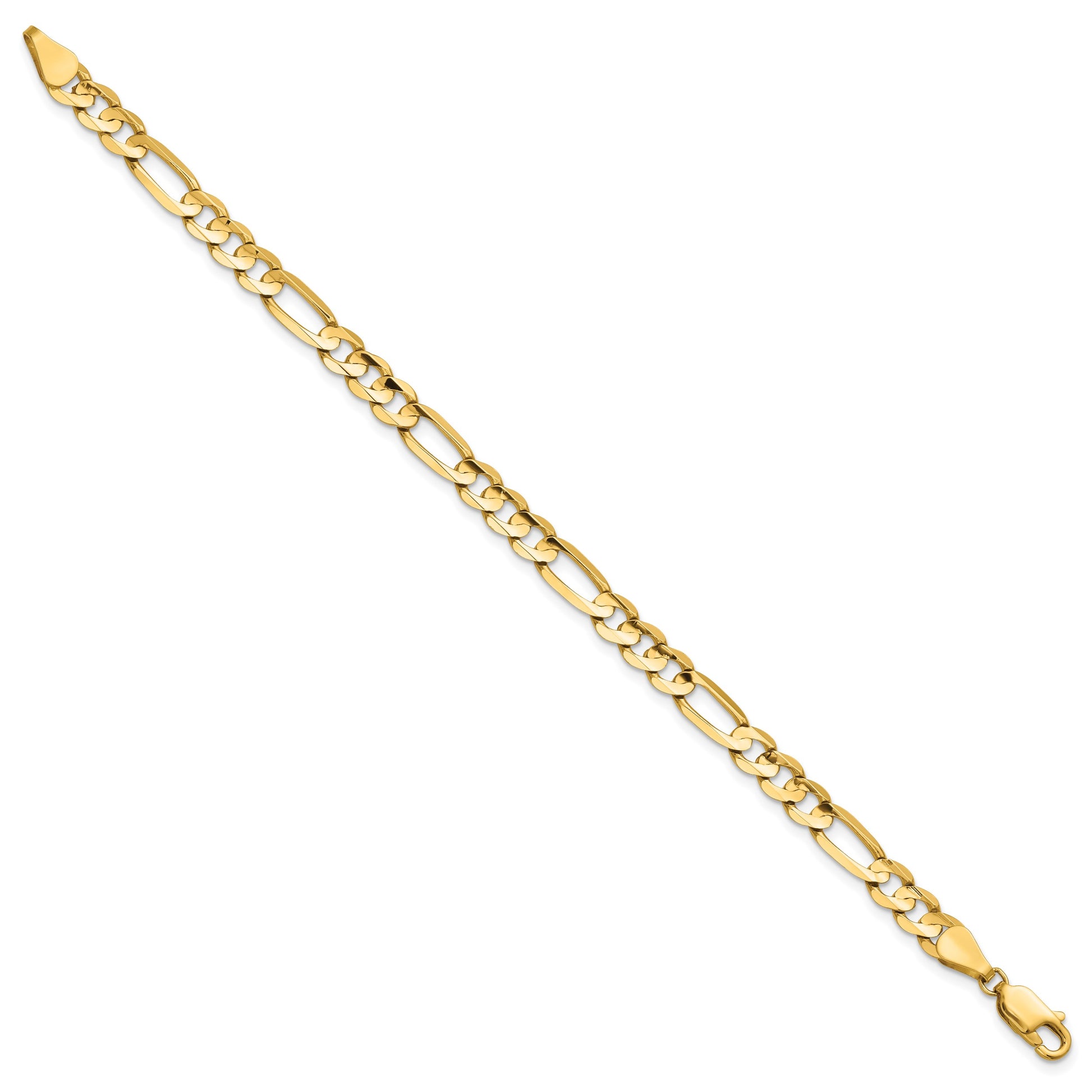 14K 7 inch 5.5mm Concave Open Figaro with Lobster Clasp Bracelet