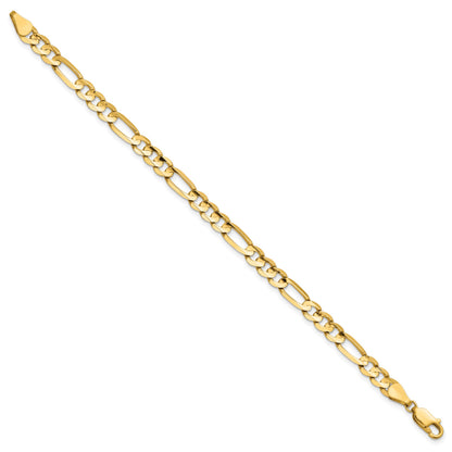 14K 7 inch 5.5mm Concave Open Figaro with Lobster Clasp Bracelet