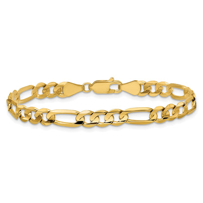 14K 7 inch 5.5mm Concave Open Figaro with Lobster Clasp Bracelet