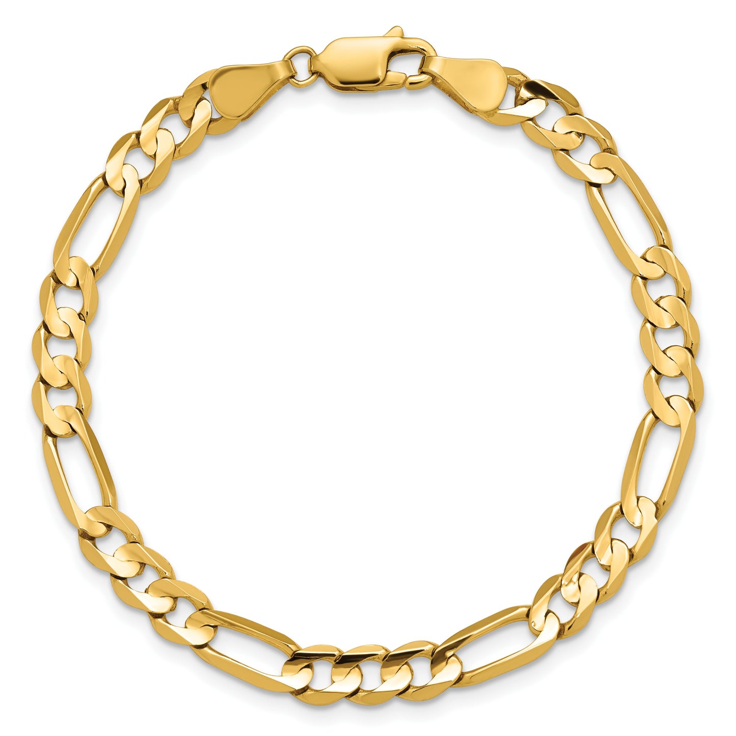 14K 7 inch 5.5mm Concave Open Figaro with Lobster Clasp Bracelet