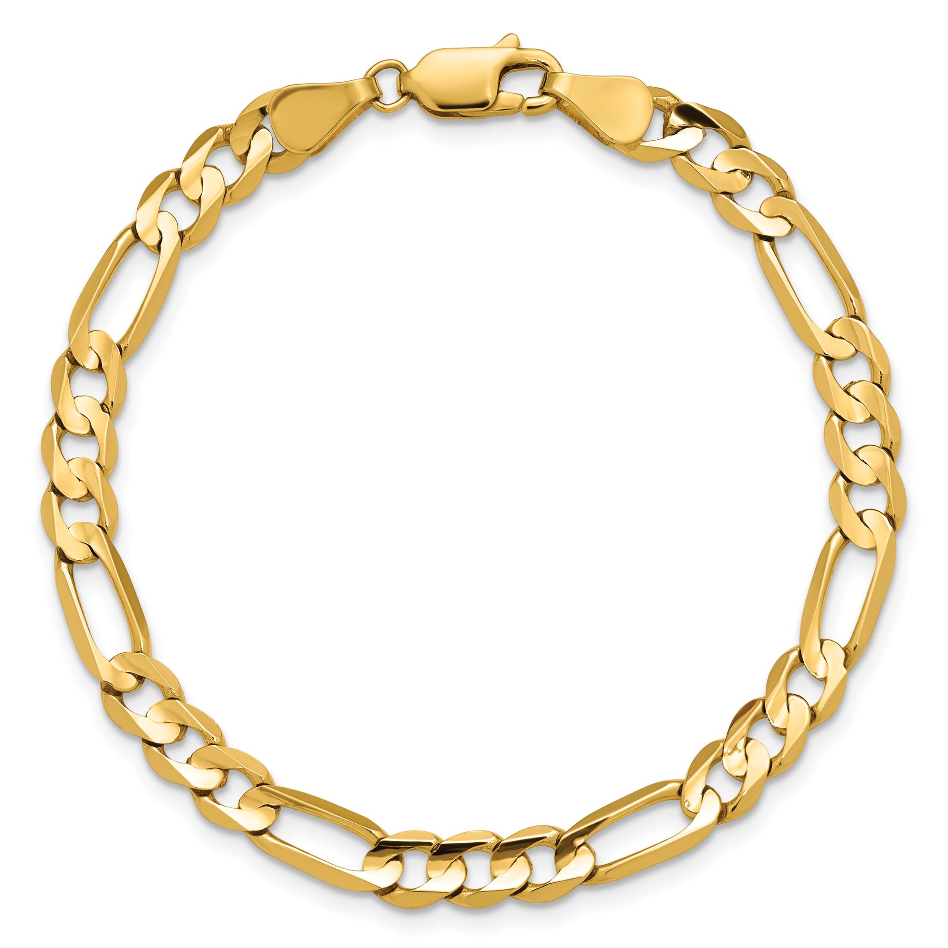 14K 7 inch 5.5mm Concave Open Figaro with Lobster Clasp Bracelet
