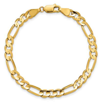 14K 7 inch 5.5mm Concave Open Figaro with Lobster Clasp Bracelet