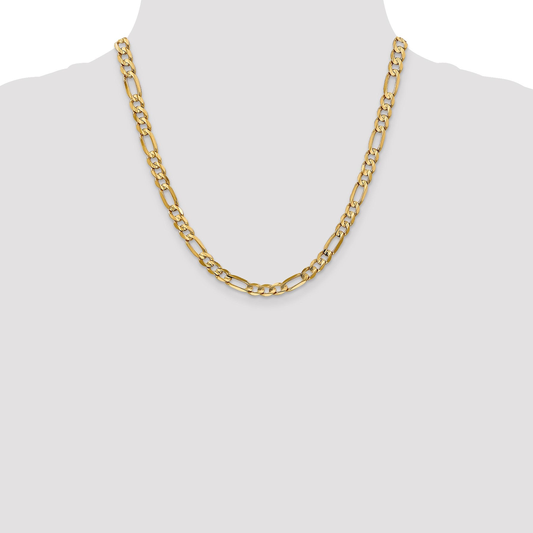 14K 20 inch 6mm Concave Open Figaro with Lobster Clasp Chain