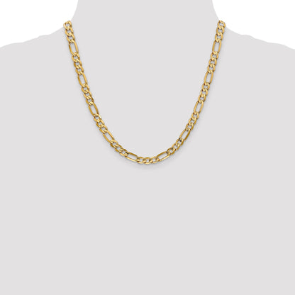 14K 20 inch 6mm Concave Open Figaro with Lobster Clasp Chain