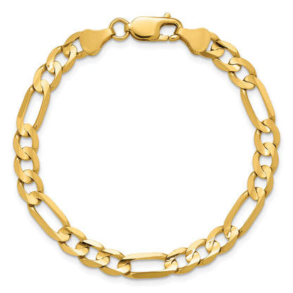 14K 9 inch 6mm Concave Open Figaro with Lobster Clasp Chain