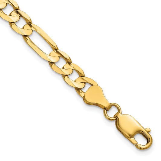 14K 7 inch 6mm Concave Open Figaro with Lobster Clasp Bracelet