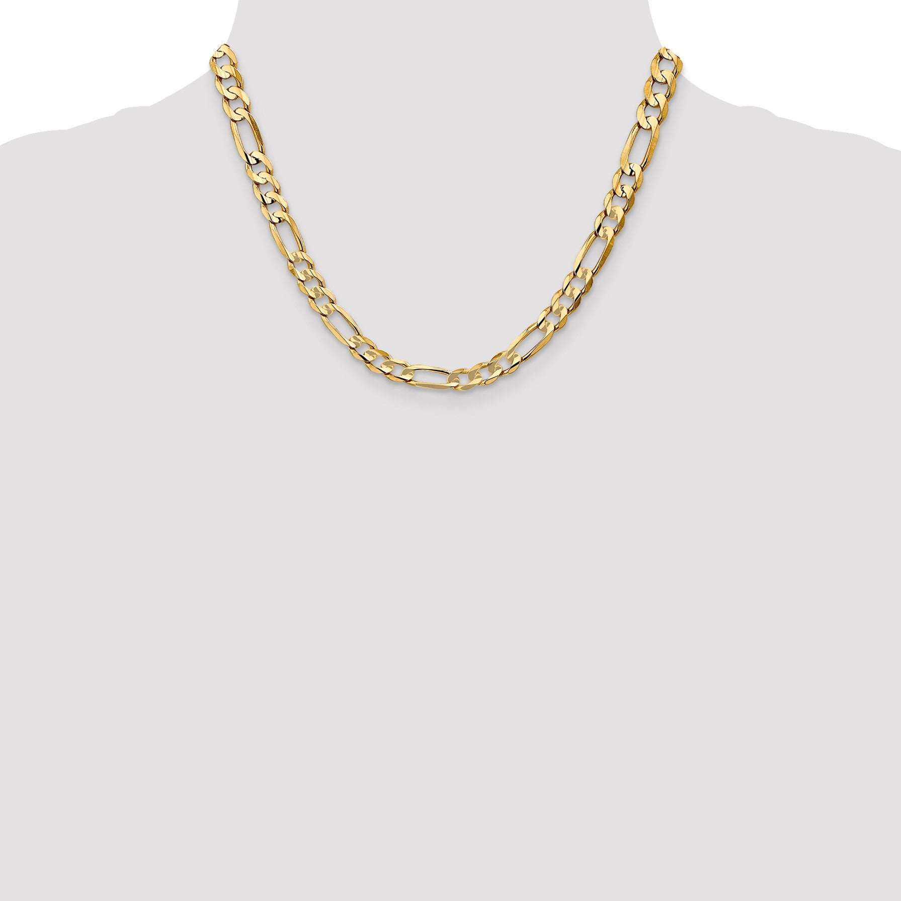 14K 18 inch 6.75mm Concave Open Figaro with Lobster Clasp Chain
