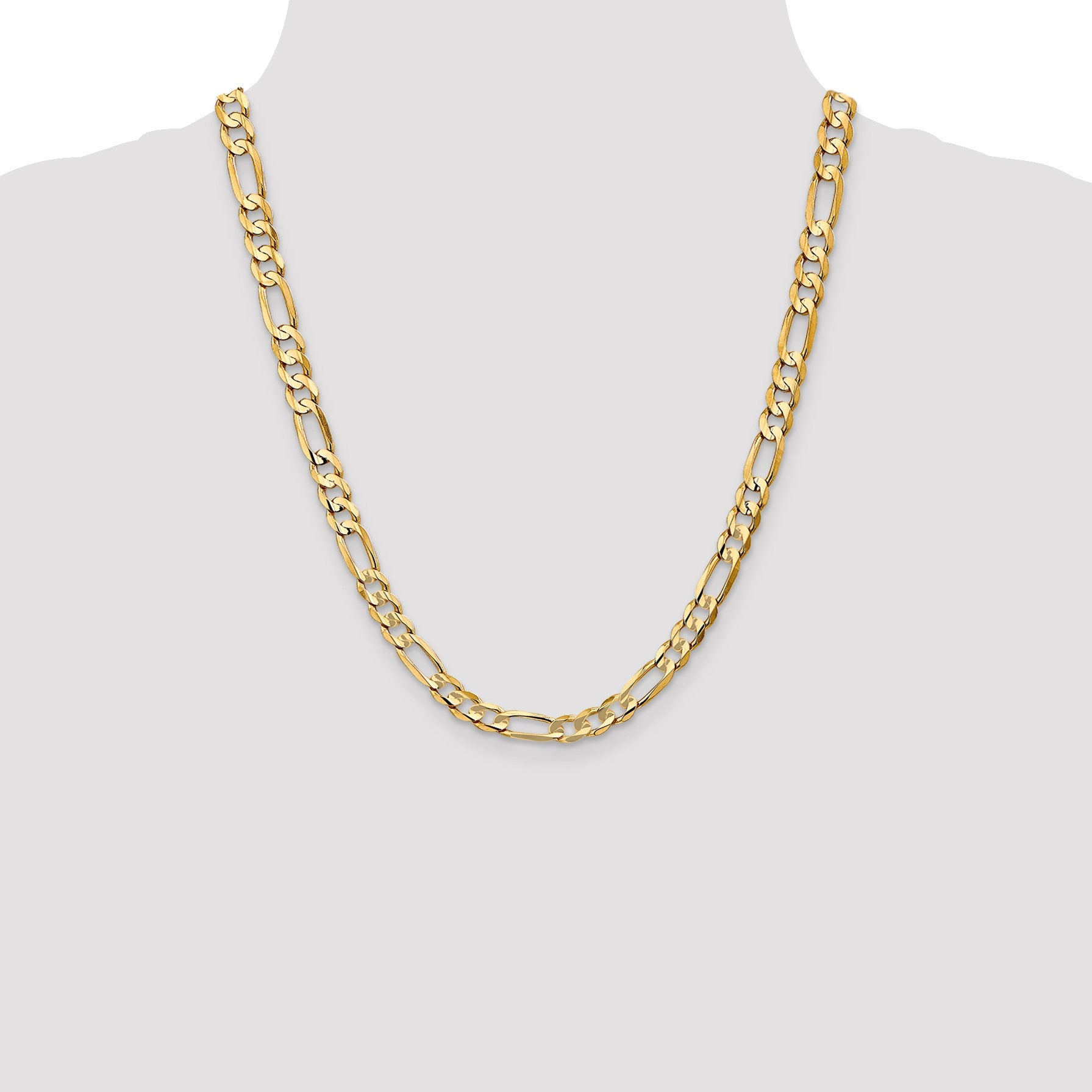 14K 22 inch 6.75mm Concave Open Figaro with Lobster Clasp Chain
