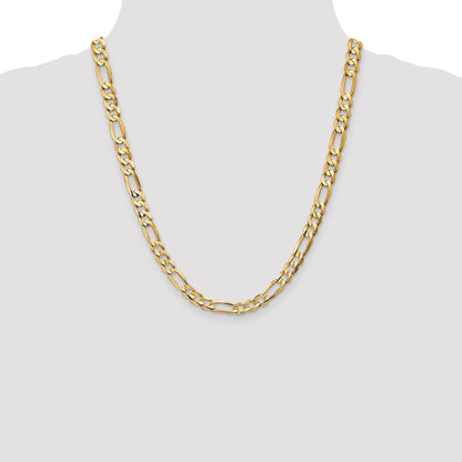 14K 22 inch 6.75mm Concave Open Figaro with Lobster Clasp Chain