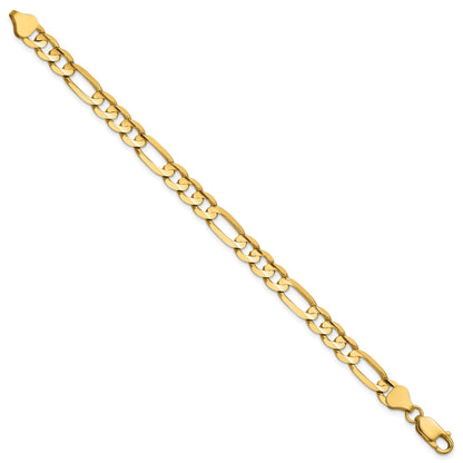 14K 9 inch 6.75mm Concave Open Figaro with Lobster Clasp Chain