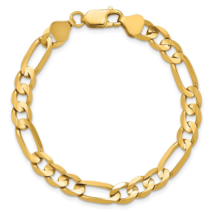 14K 7 inch 6.75mm Concave Open Figaro with Lobster Clasp Bracelet