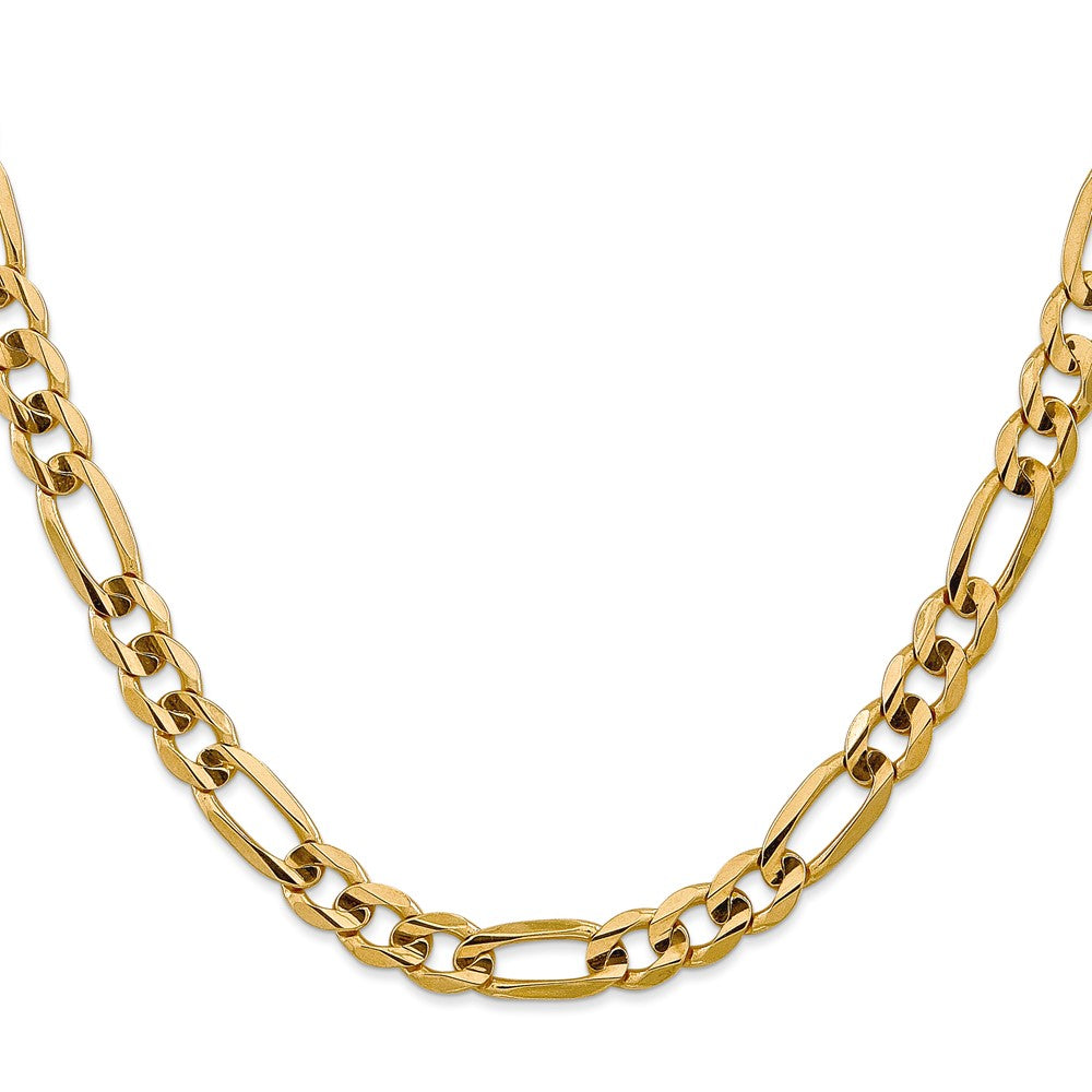 14K 18 inch 7.5mm Concave Open Figaro with Lobster Clasp Chain