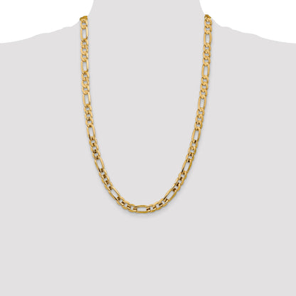 14K 26 inch 7.5mm Concave Open Figaro with Lobster Clasp Chain
