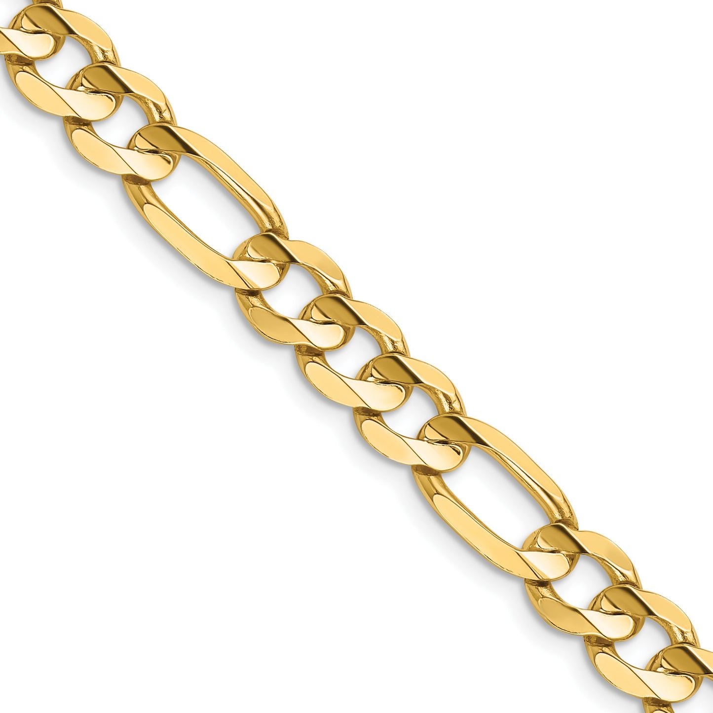 14K 28 inch 7.5mm Concave Open Figaro with Lobster Clasp Chain