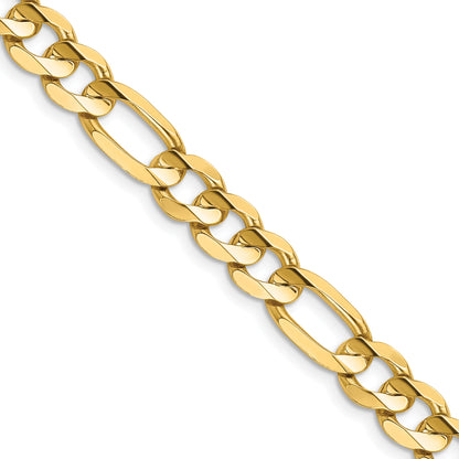 14K 28 inch 7.5mm Concave Open Figaro with Lobster Clasp Chain