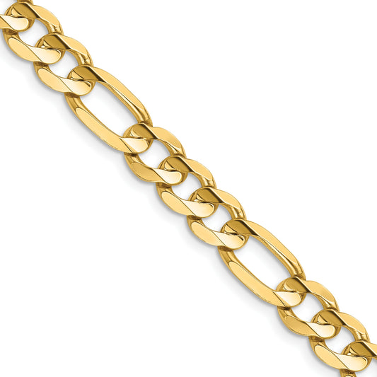 14K 28 inch 7.5mm Concave Open Figaro with Lobster Clasp Chain