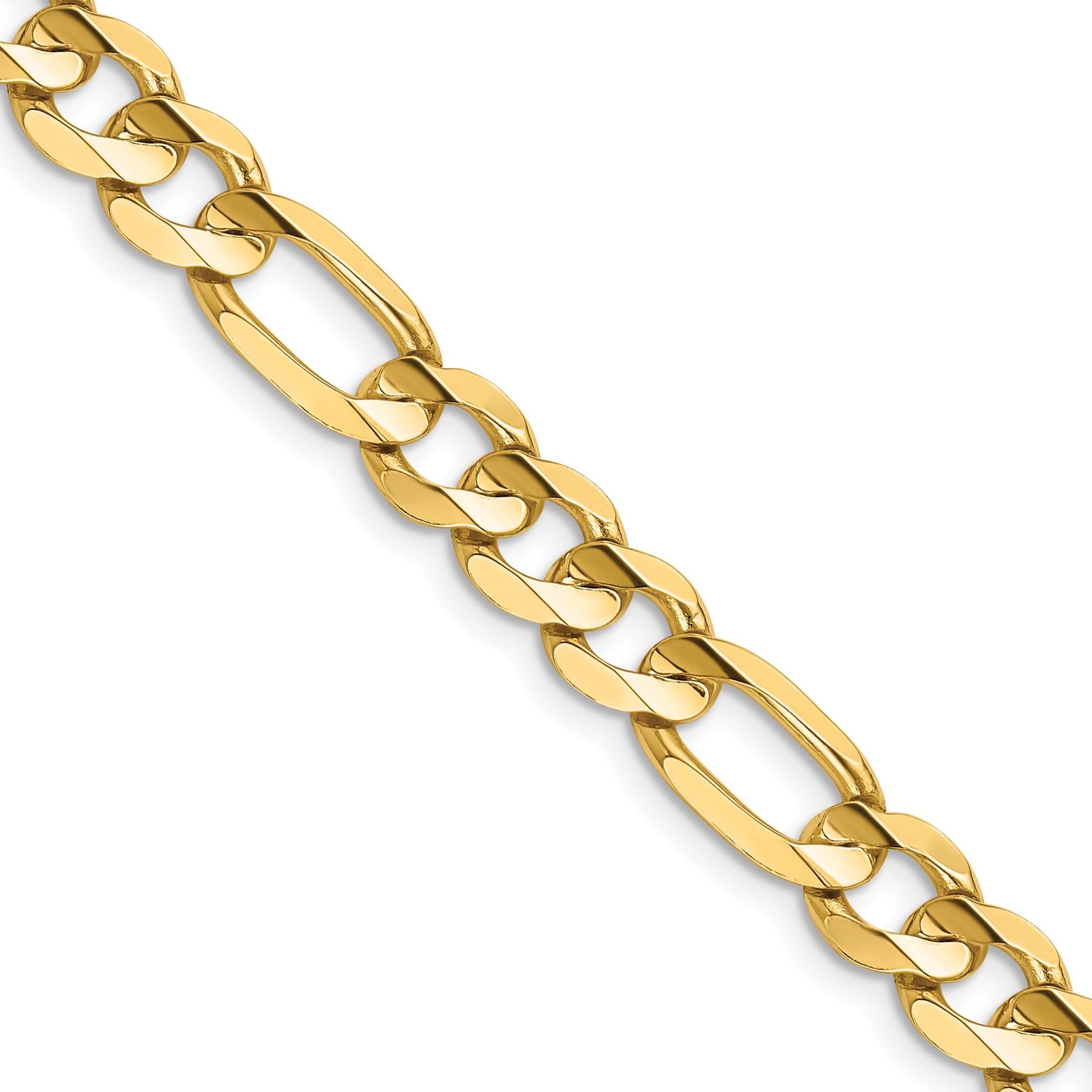14K 26 inch 7.5mm Concave Open Figaro with Lobster Clasp Chain