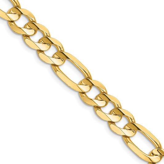 14K 24 inch 8.75mm Concave Open Figaro with Lobster Clasp Chain