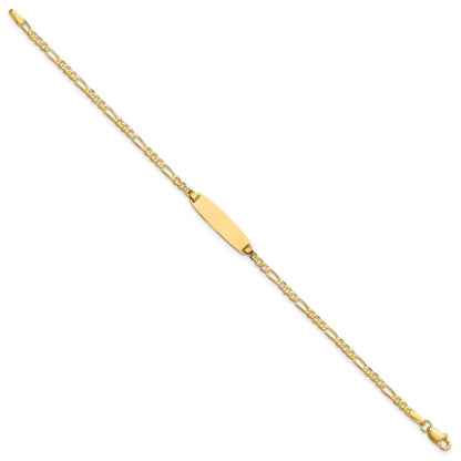 14k Polished Solid Chain/Solid Plate Figaro Link 19.5x5.5mm Plate 7 inch ID Bracelet