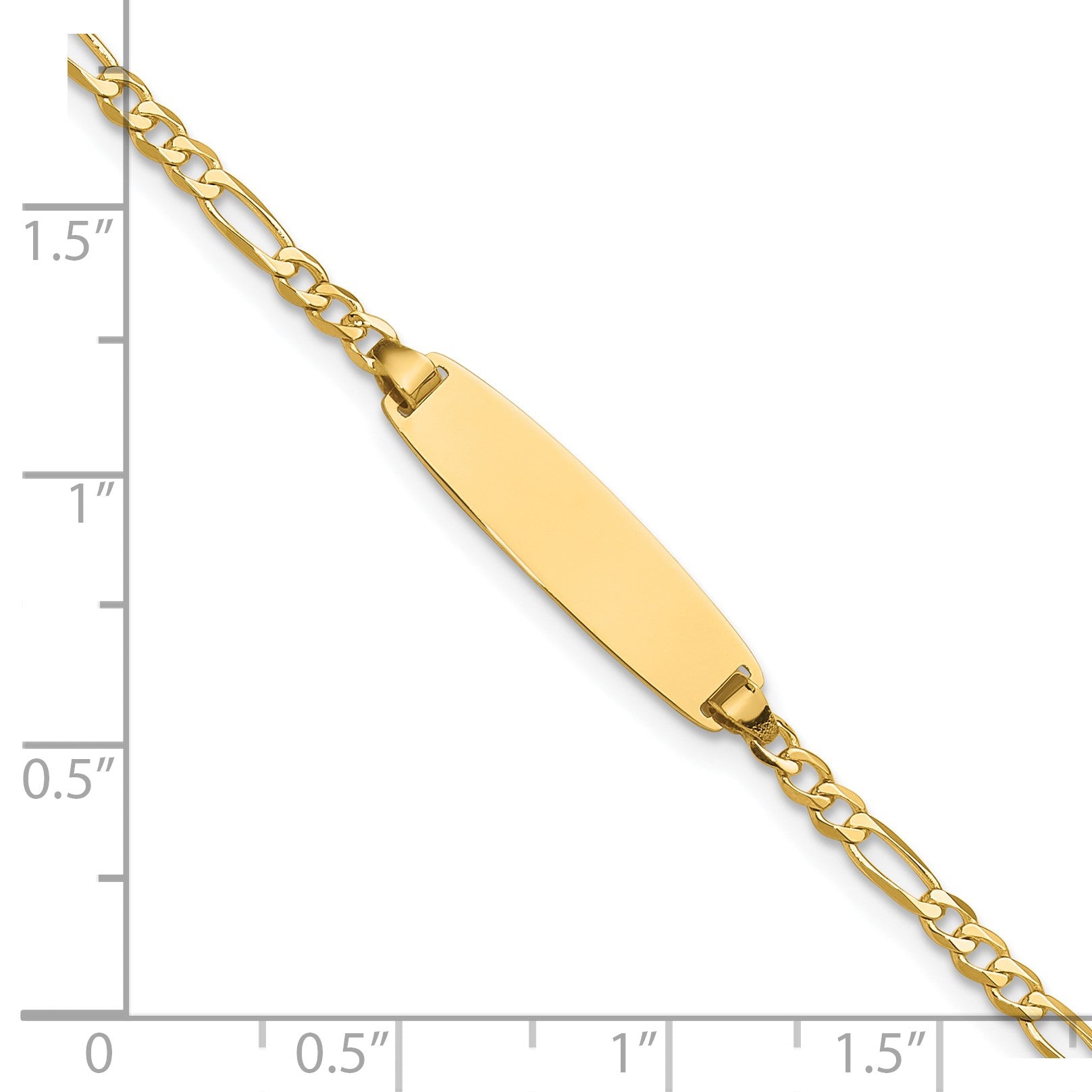 14k Polished Solid Chain/Solid Plate Figaro Link 19.5x5.5mm Plate 7 inch ID Bracelet