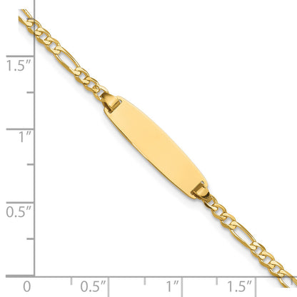 14k Polished Solid Chain/Solid Plate Figaro Link 19.5x5.5mm Plate 7 inch ID Bracelet
