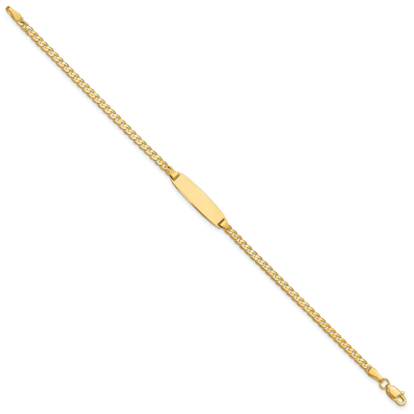 14k Polished Solid Chain/Solid Plate Curb Link 19.5x5.5mm Plate 8 inch ID Bracelet
