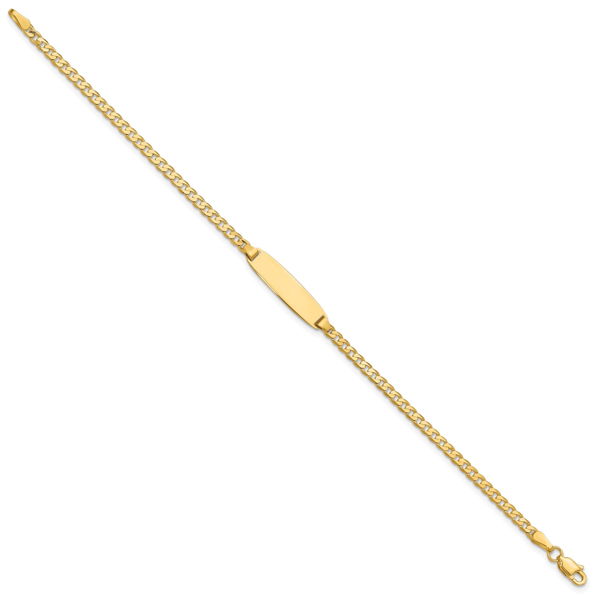 14k Polished Solid Chain/Solid Plate Curb Link 19.5x5.5mm Plate 7 inch ID Bracelet