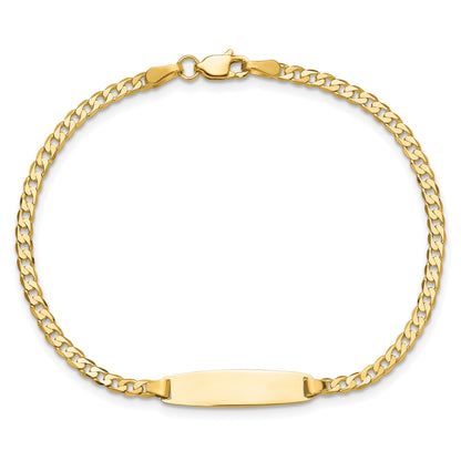14k Polished Solid Chain/Solid Plate Curb Link 19.5x5.5mm Plate 7 inch ID Bracelet