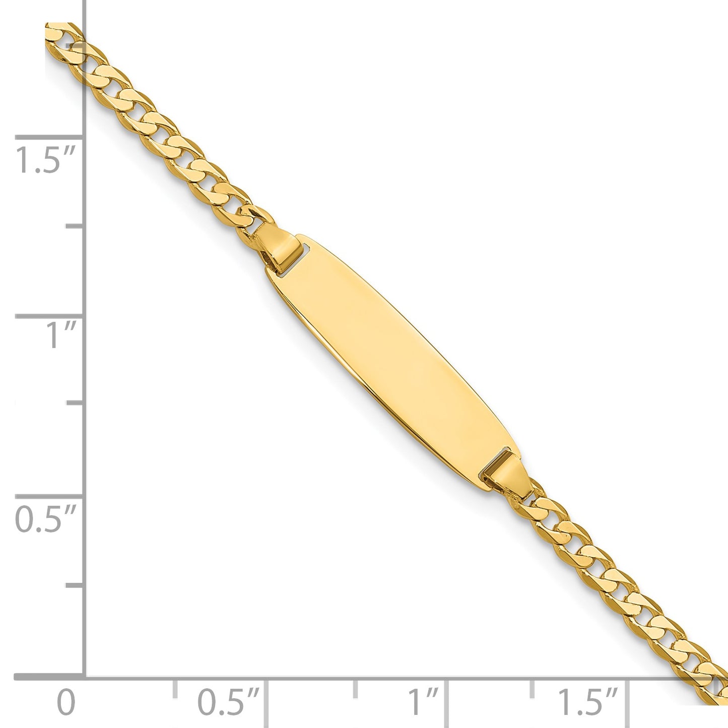 14k Polished Solid Chain/Solid Plate Curb Link 19.5x5.5mm Plate 7 inch ID Bracelet