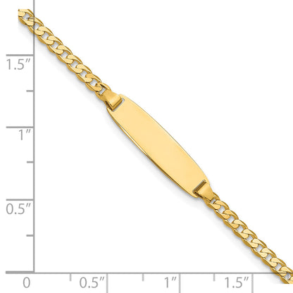 14k Polished Solid Chain/Solid Plate Curb Link 19.5x5.5mm Plate 7 inch ID Bracelet